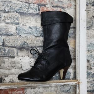 SEYCHELLES Boots Cuffed Leather Heeled Black 8